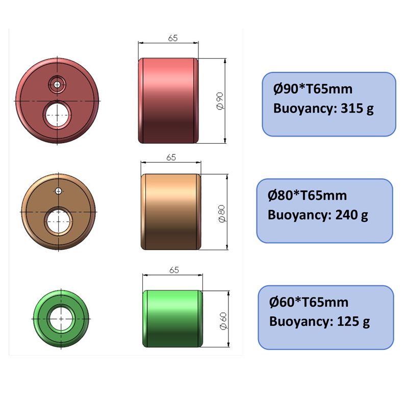 Kraken Float Tube Ø60 Diameter and Length 65mm for Metal Arm (125g)